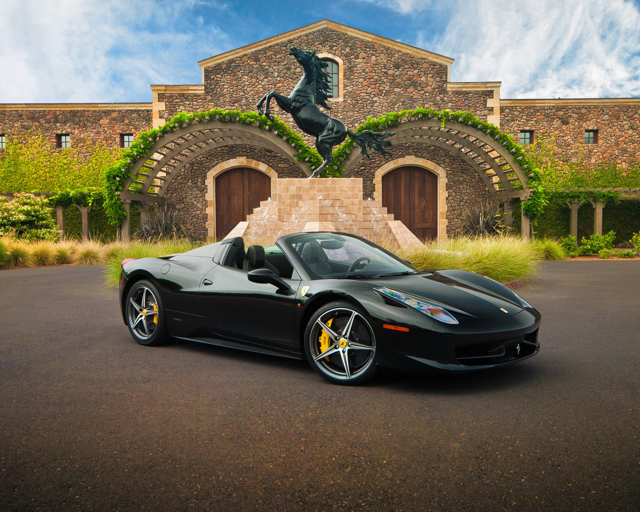 ferrari 458 spider, supercar, , , black