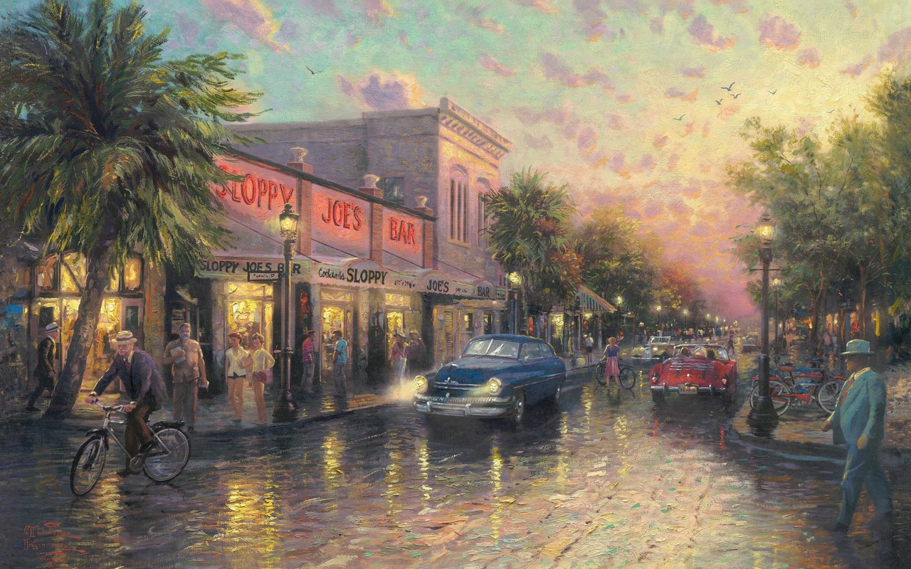 key west, thomas kinkade, painting, kinkade, , florida, usa, ernest hemingway, sloppy joes bar, , , , , , ,  ,  ,  