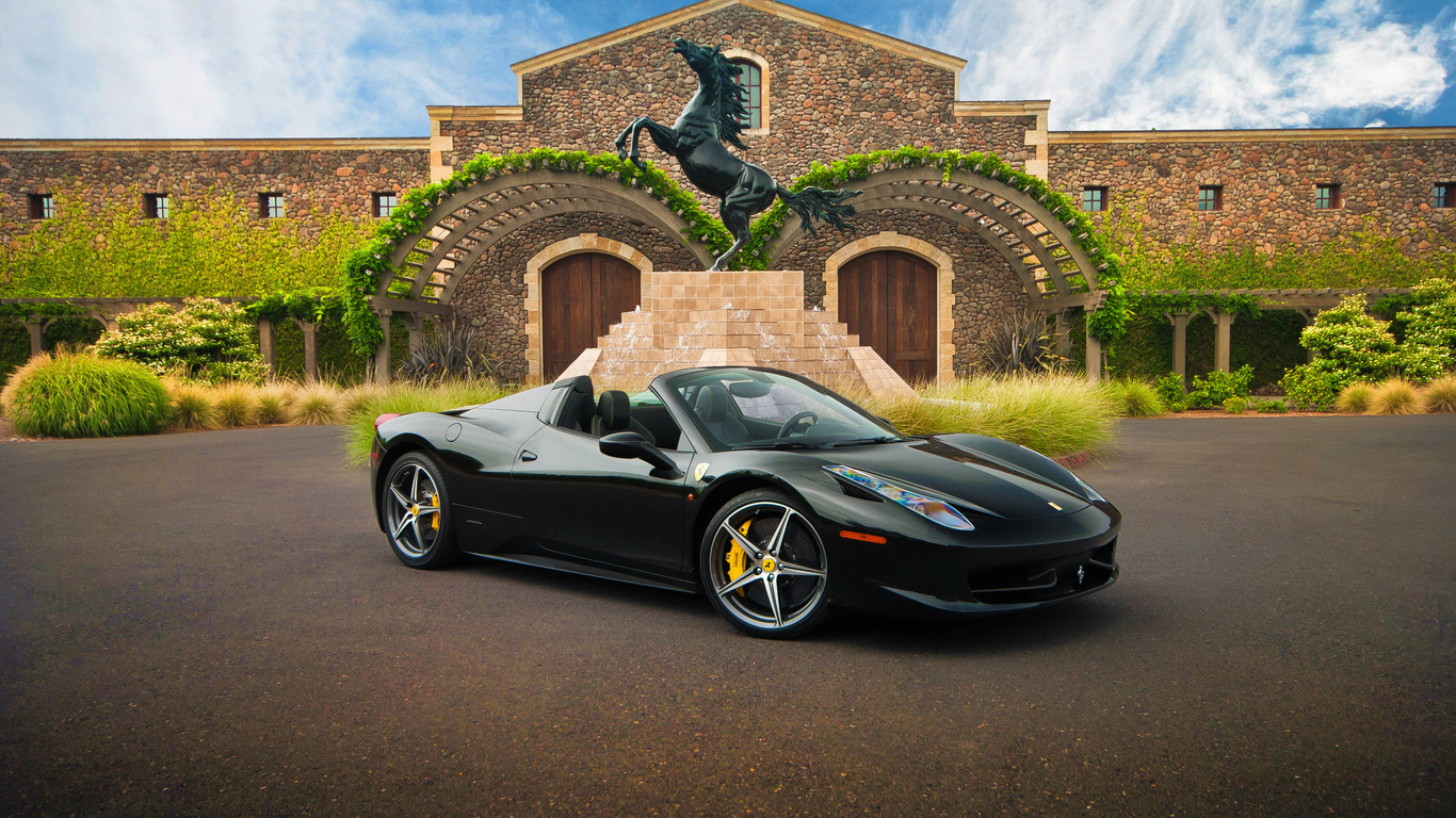 ferrari 458 spider, supercar, , , black