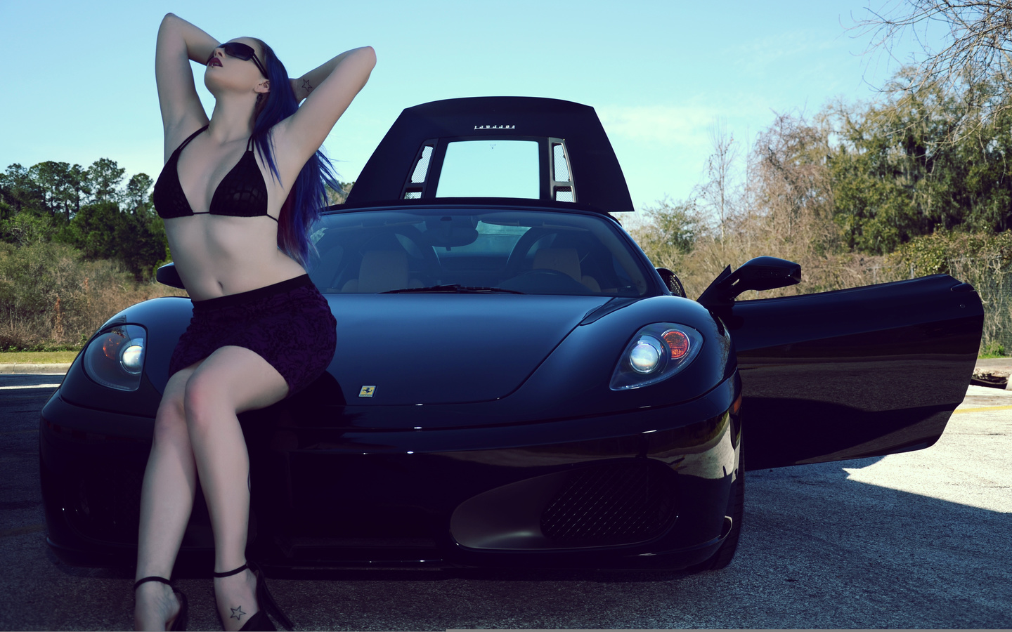 , girl, ferrari