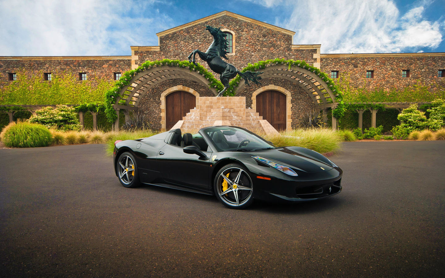 ferrari 458 spider, supercar, , , black