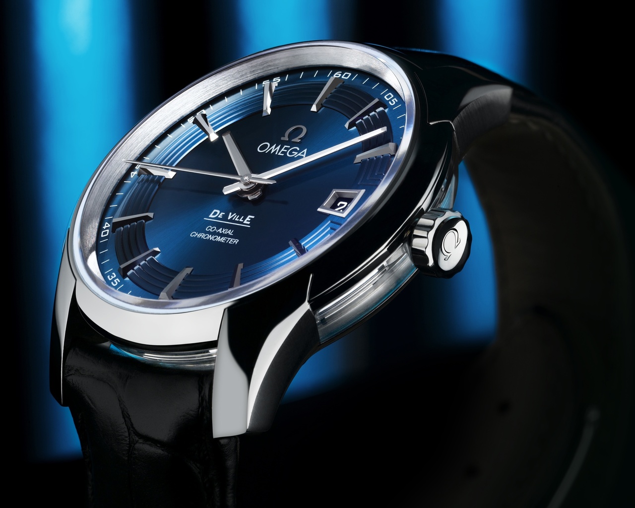 , omega, watch, de ville hour vision, blue