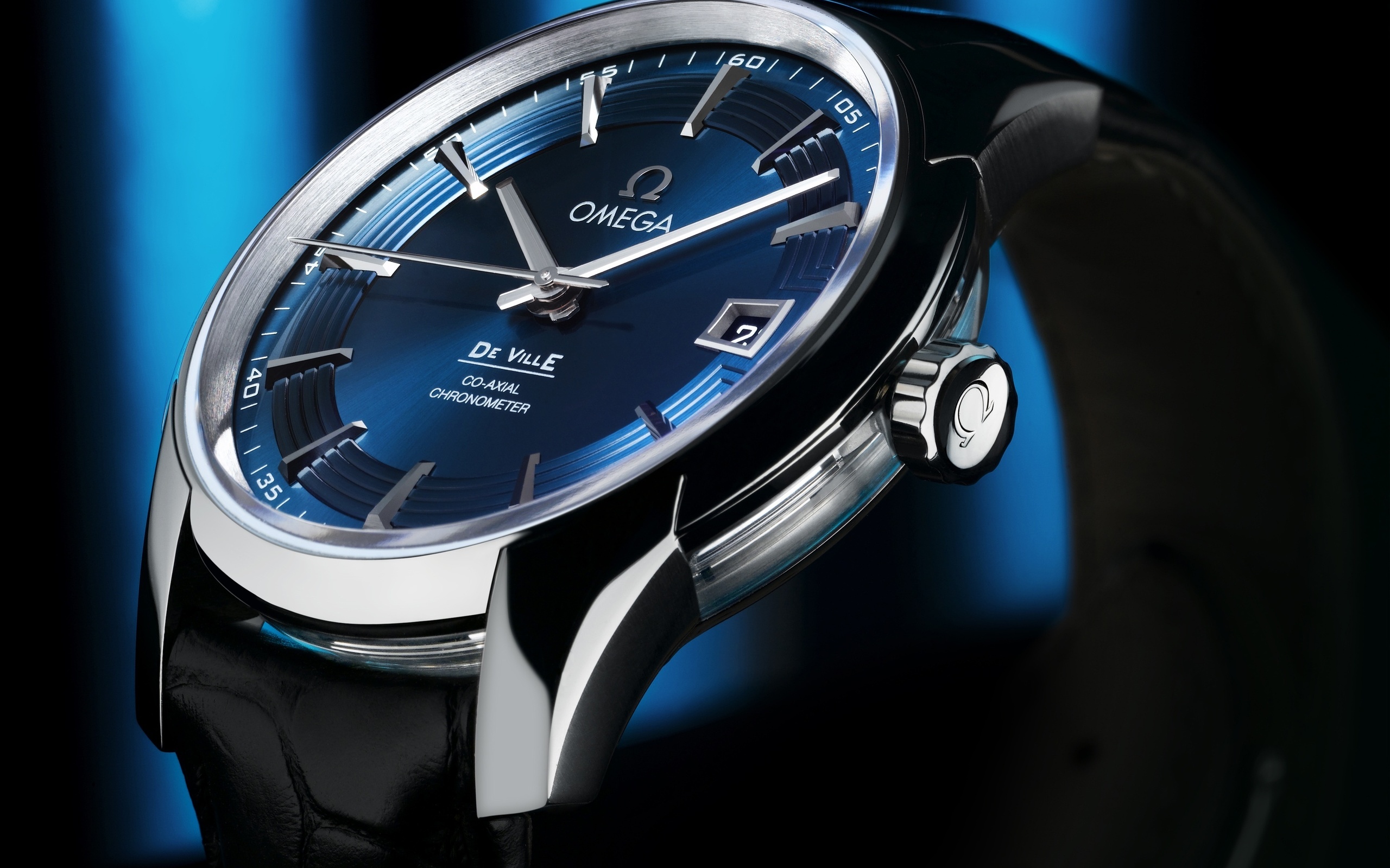 , omega, watch, de ville hour vision, blue