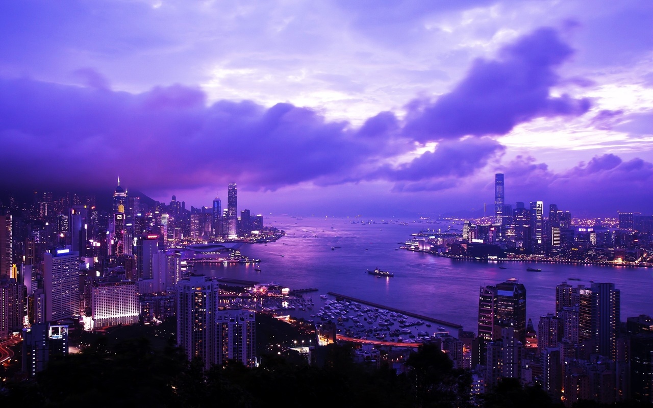 hong kong, china, city, braemar hill, victoria harbour, evening, dawn, skyscrapers