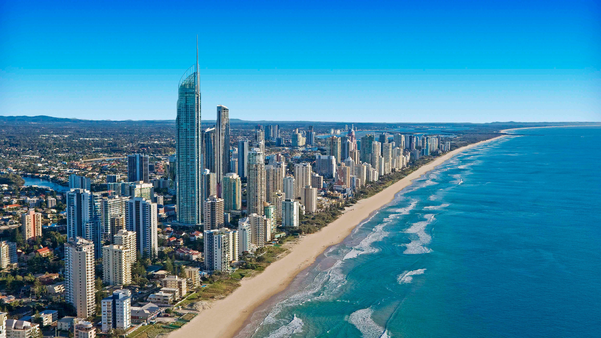 aerial, gold coast skyline, queensland, australia, 