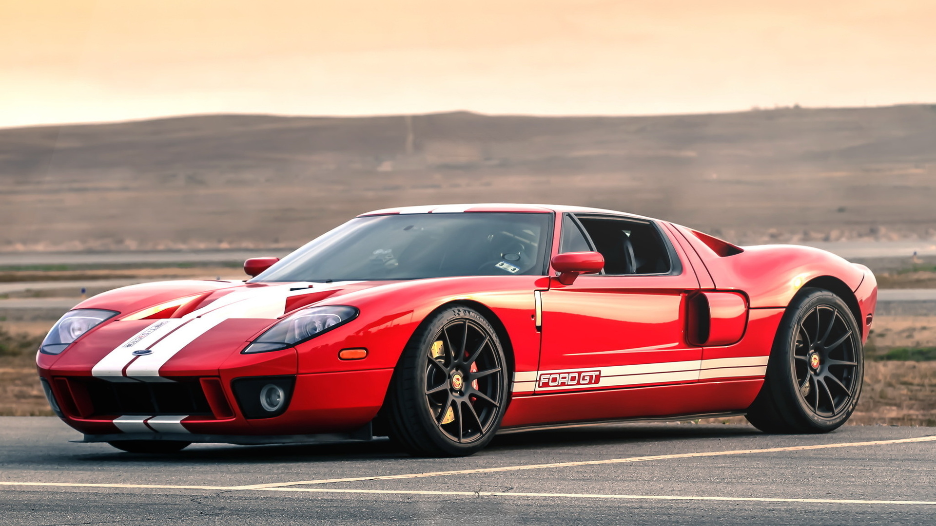 ford, gt, red, black, wheels