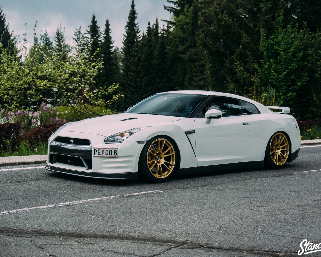 nissan, gtr, white, stance, , , , r35