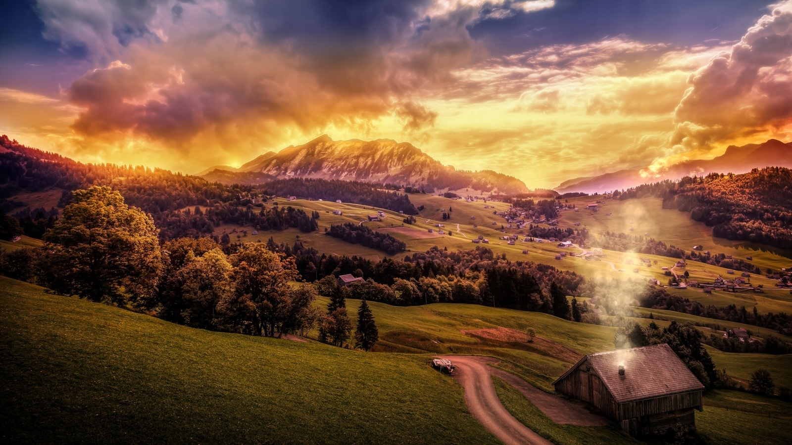 switzerland, alps, mountain, village