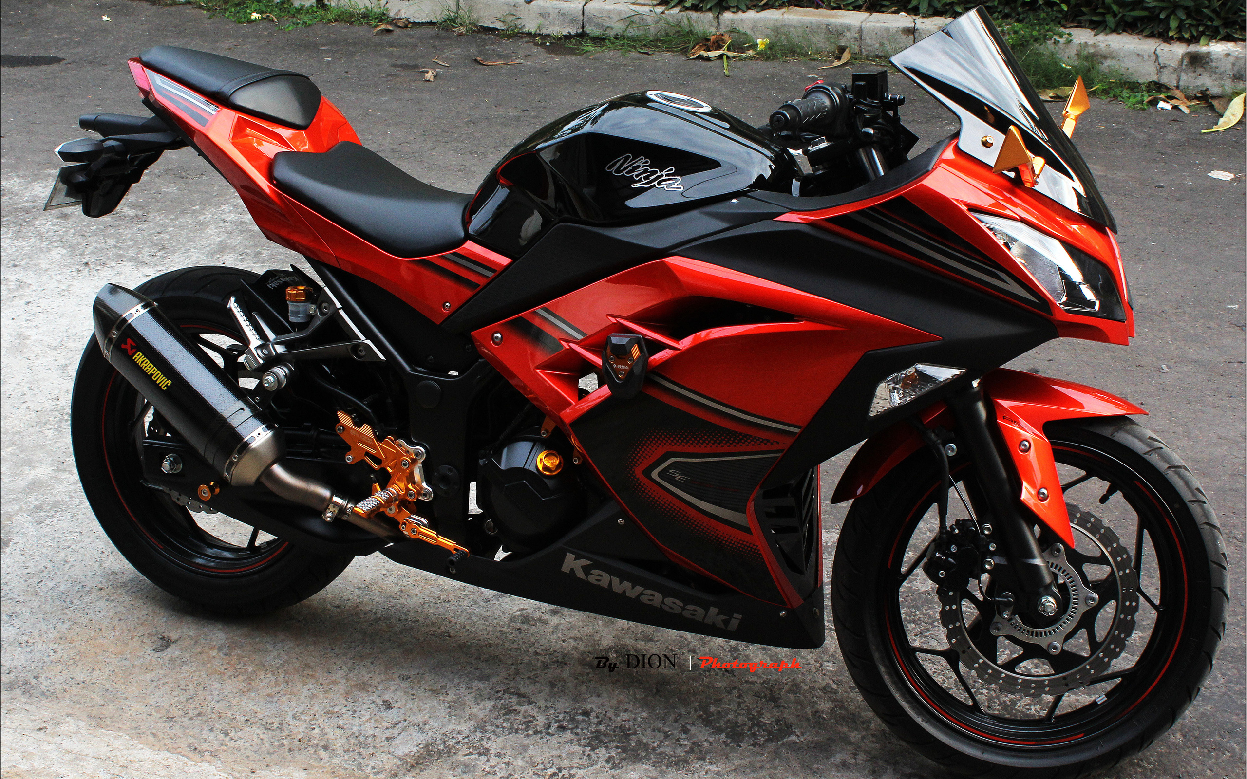 kawasaki, ninja 300, black and gold, 