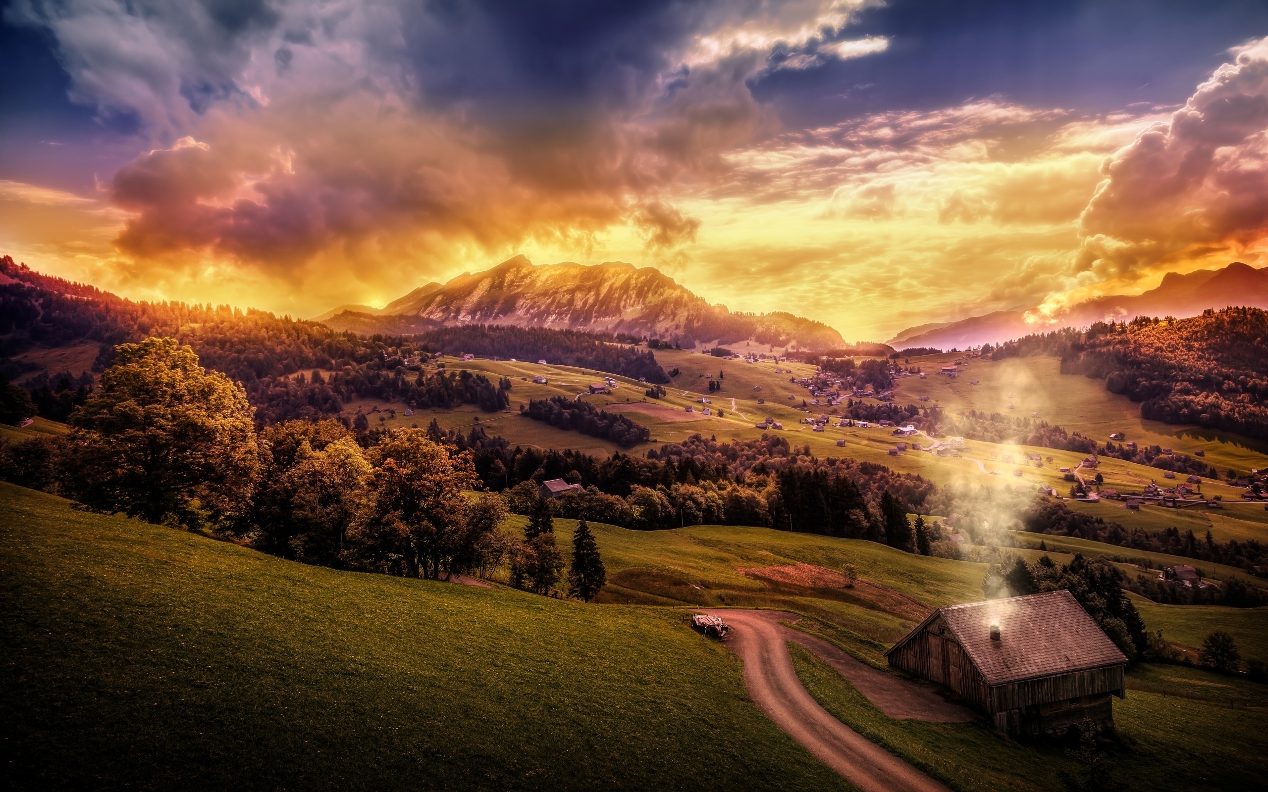 switzerland, alps, mountain, village