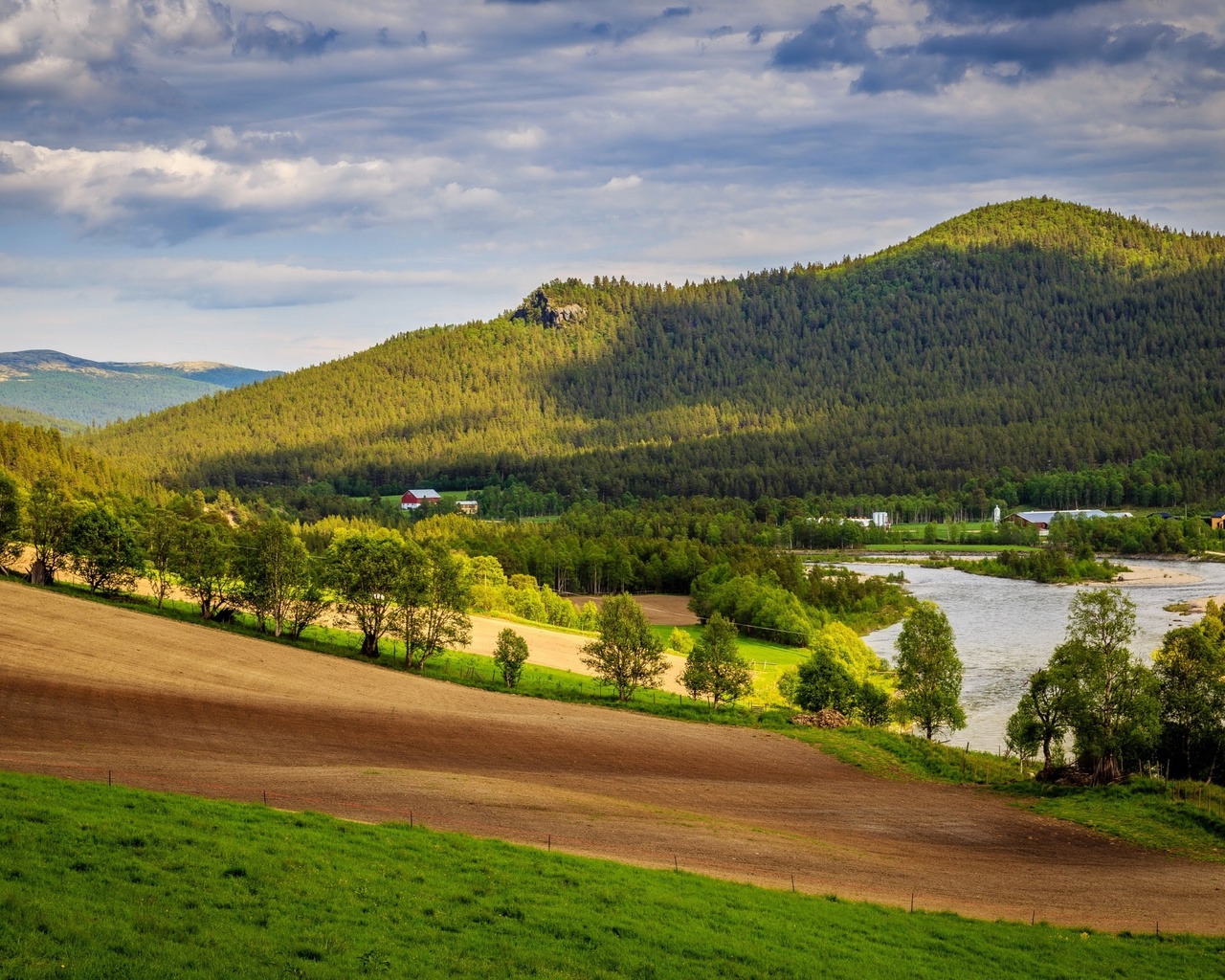 norway, scenary, river, hills