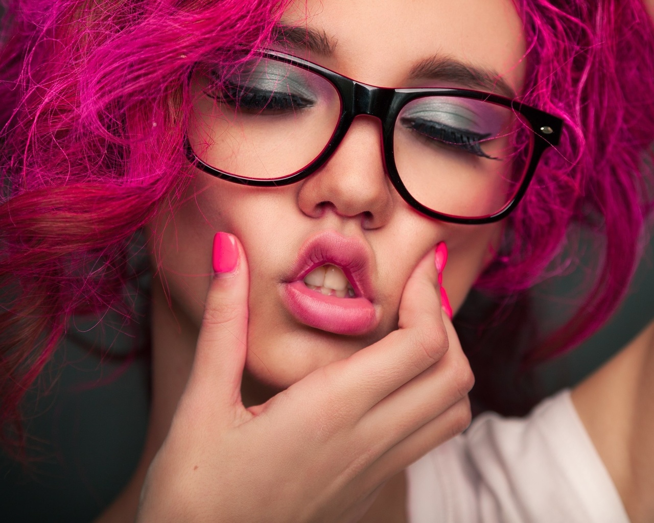 elizabeth broflovski, women, model, face, portrait, dyed hair, glasses, closed eyes, , , , , ,  