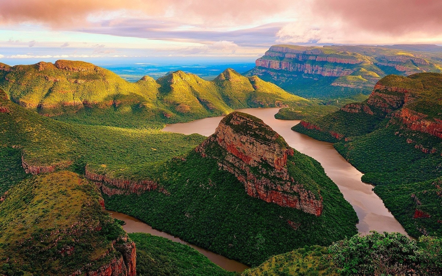 river, canyon, mountain, trees, green