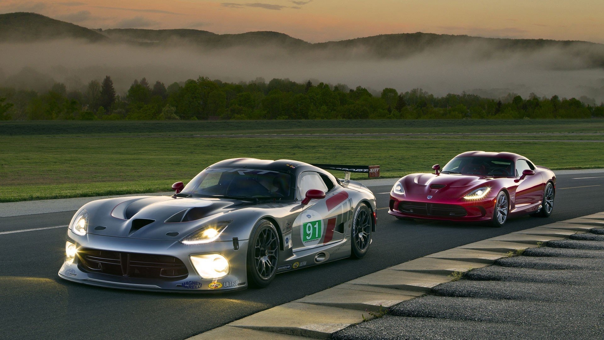 dodge, viper, car, road