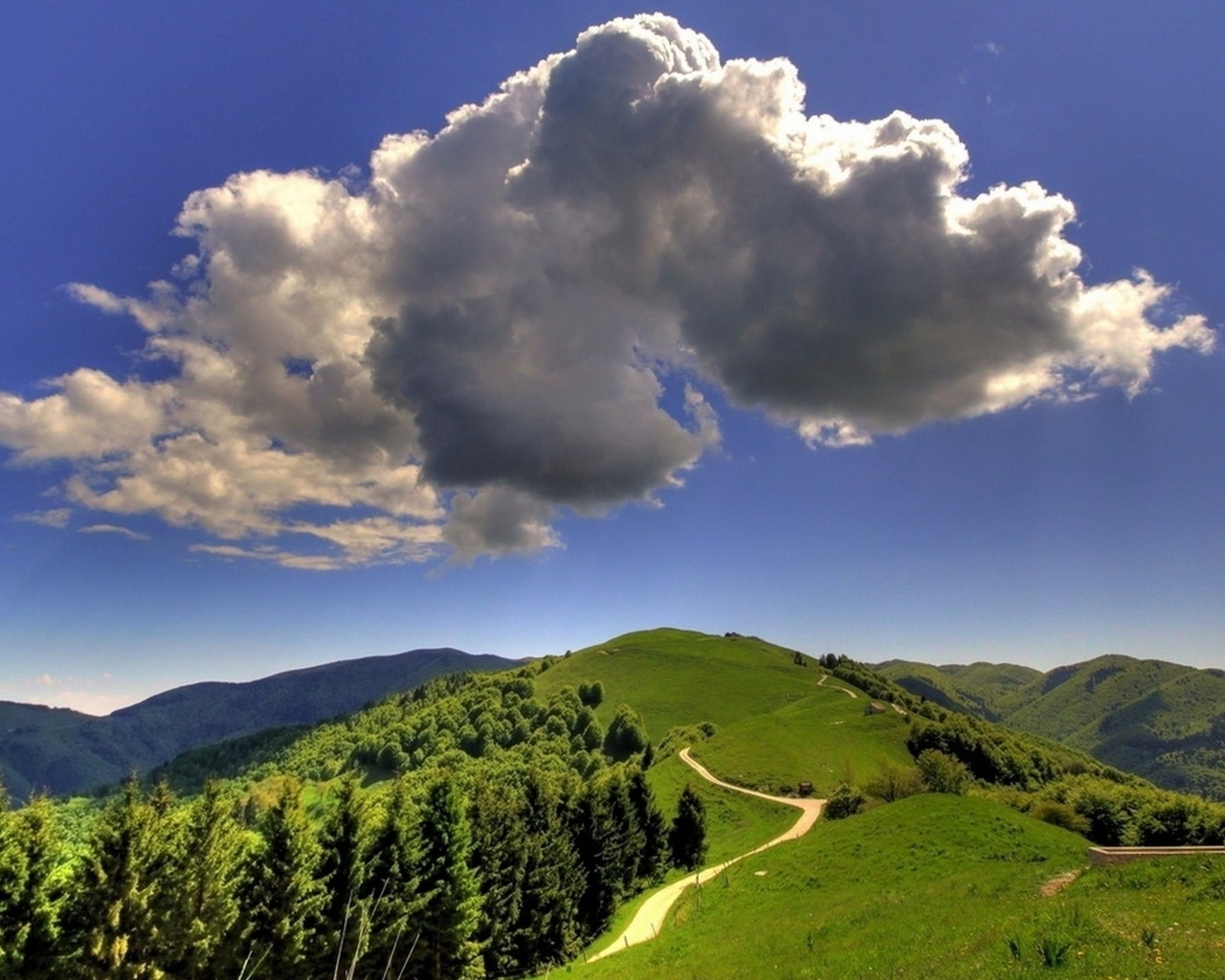 clouds, mountain, sky, green