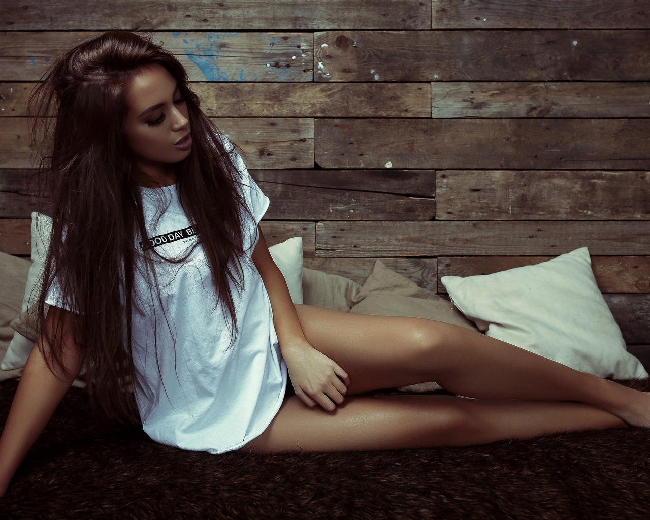 shirt, hair, brunette, girl, cute,  