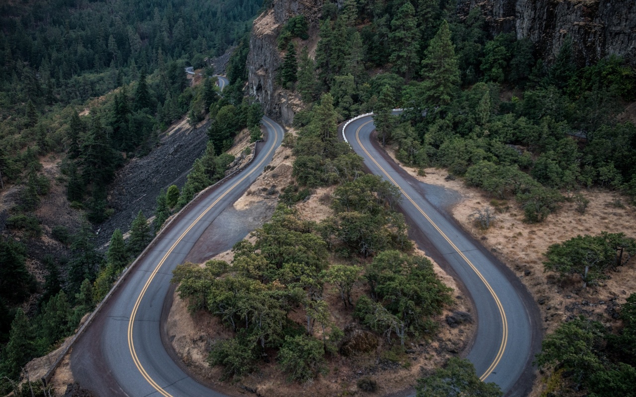 road, asphalt, moutain, forest