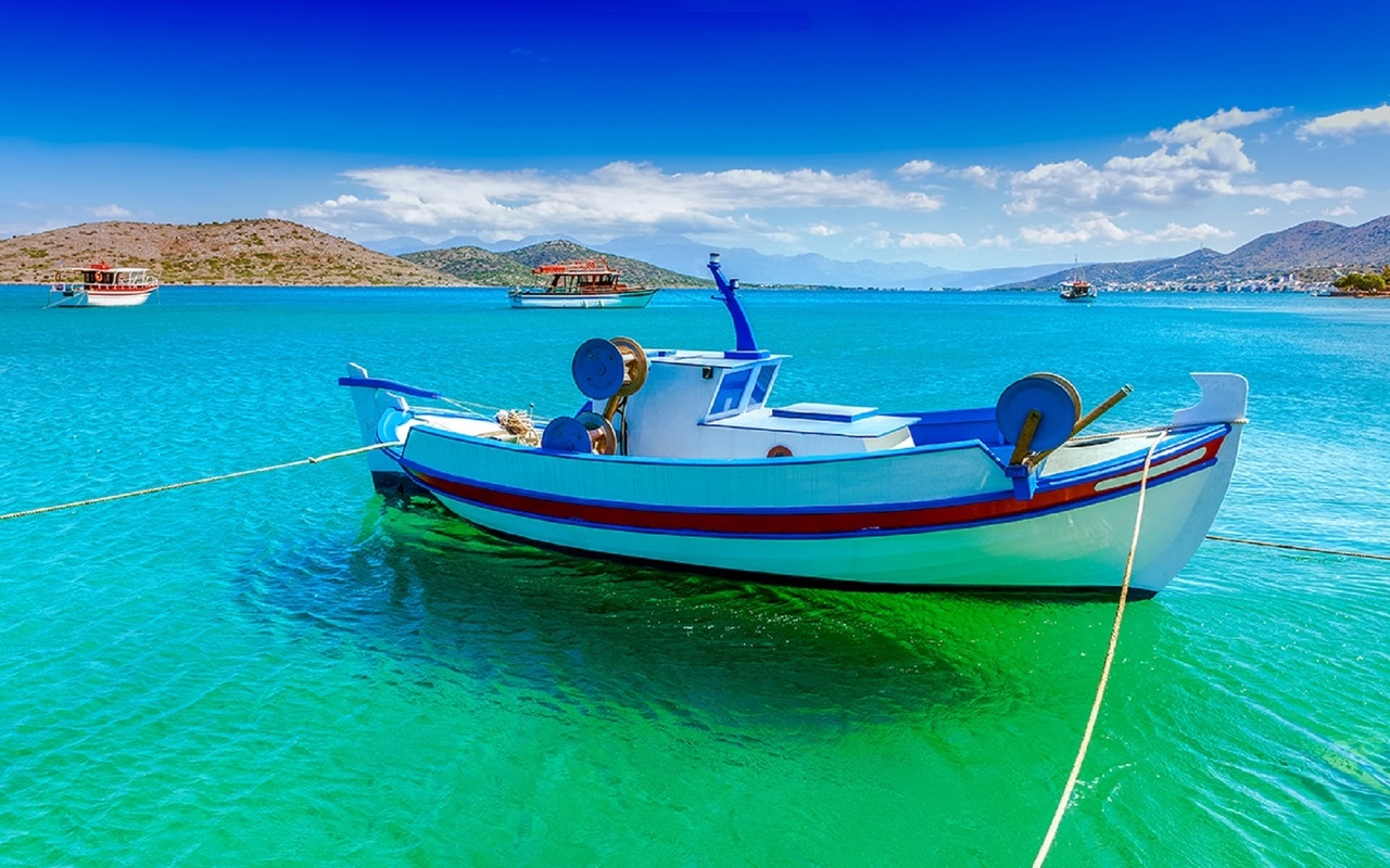 fishing, boat off the coast of crete, mirabello bay, ,  ,  