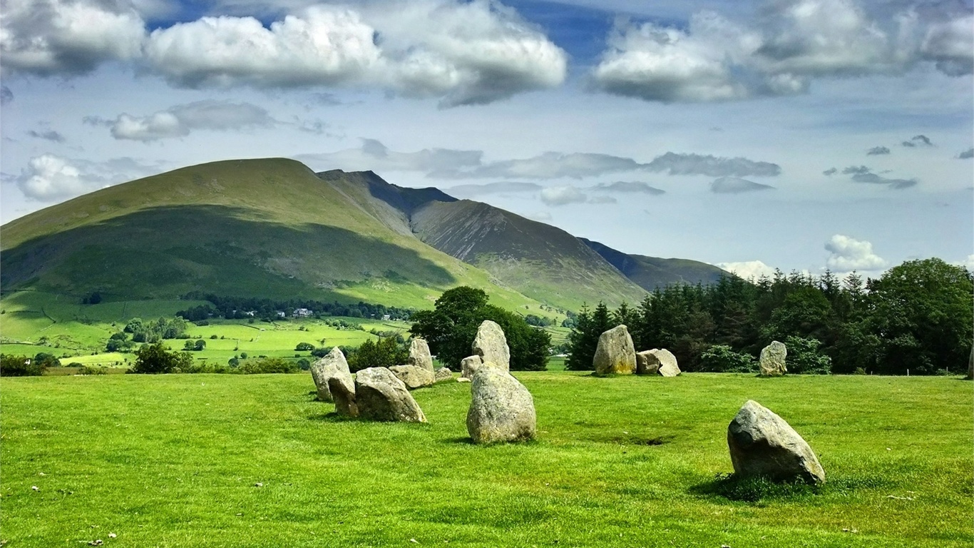 stones, field, grass, green, hills, , , , , , 