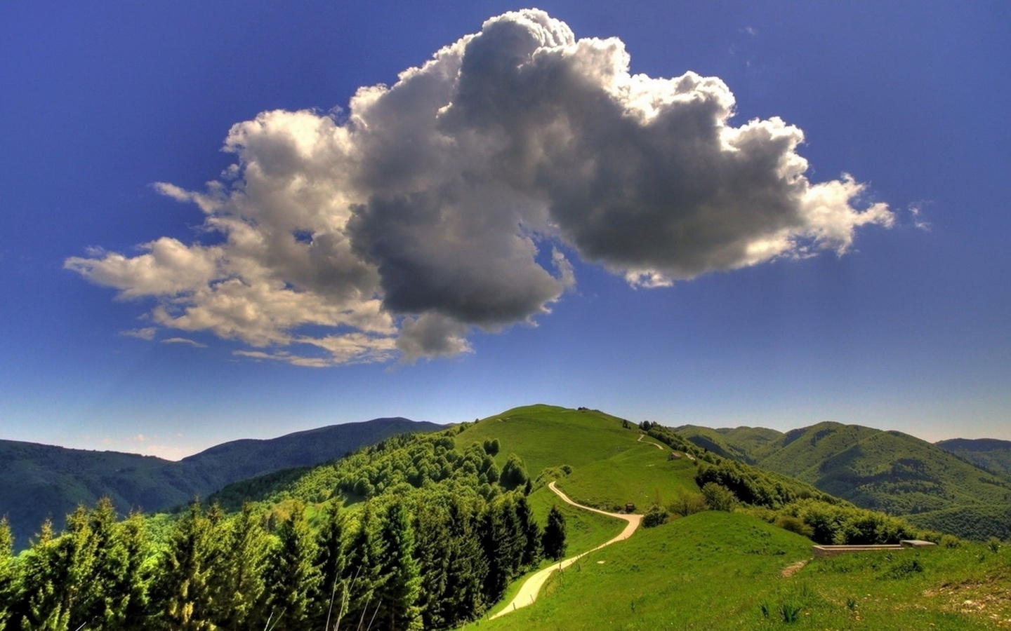 clouds, mountain, sky, green