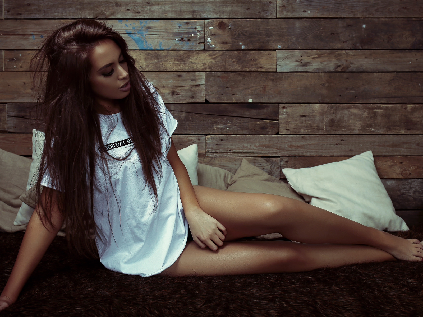 shirt, hair, brunette, girl, cute,  