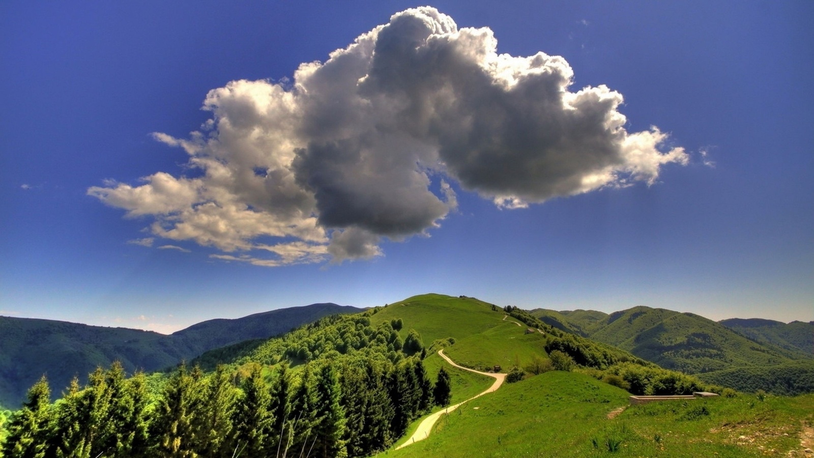 clouds, mountain, sky, green