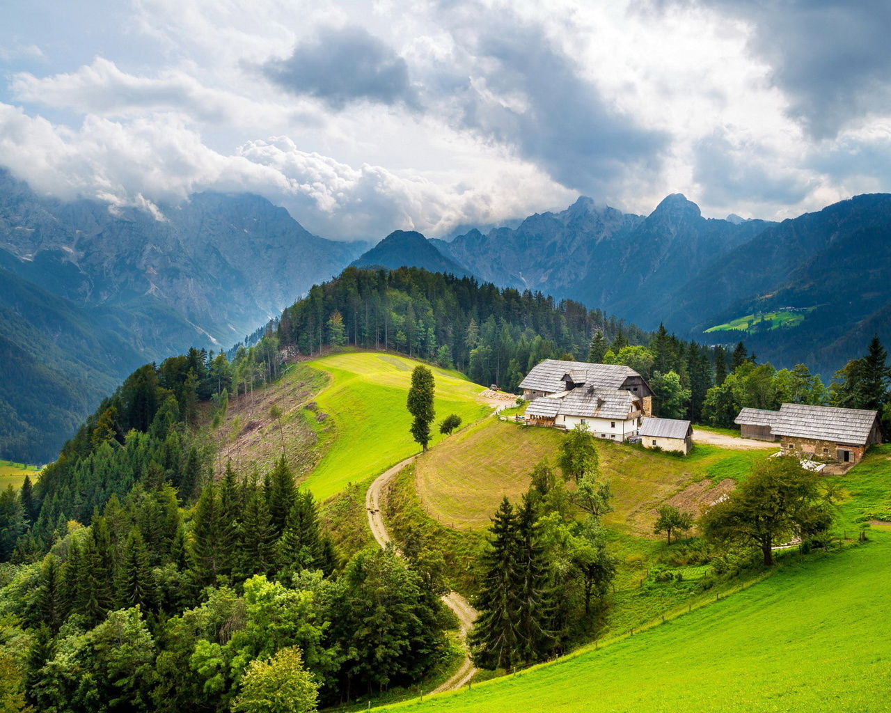 mountains, home, green, hills