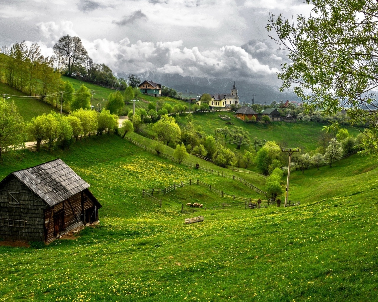 house, hills, grass, mountains, road, 