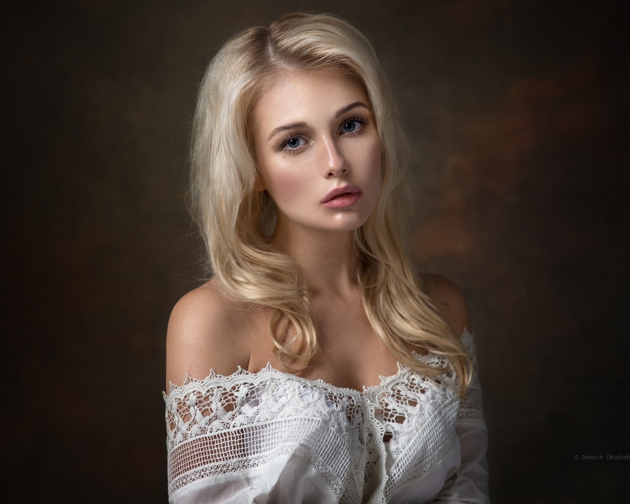 women, blonde, portrait, face, dennis drozhzhin