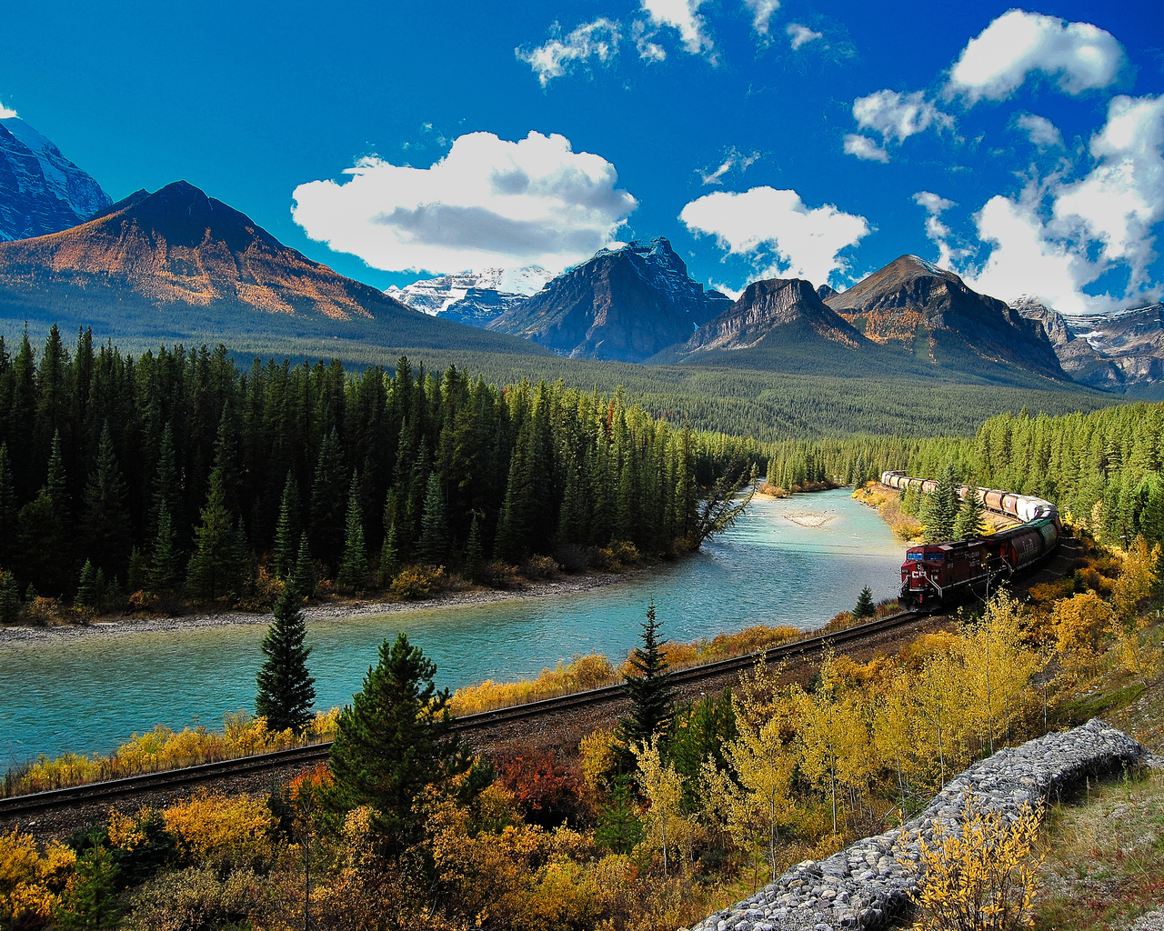 banff, national park, alberta, bow river, canada,  , , , , , , 