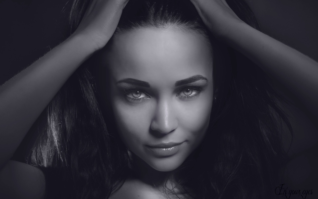 angelina petrova, women, model, face, hands on head, portraits, miling