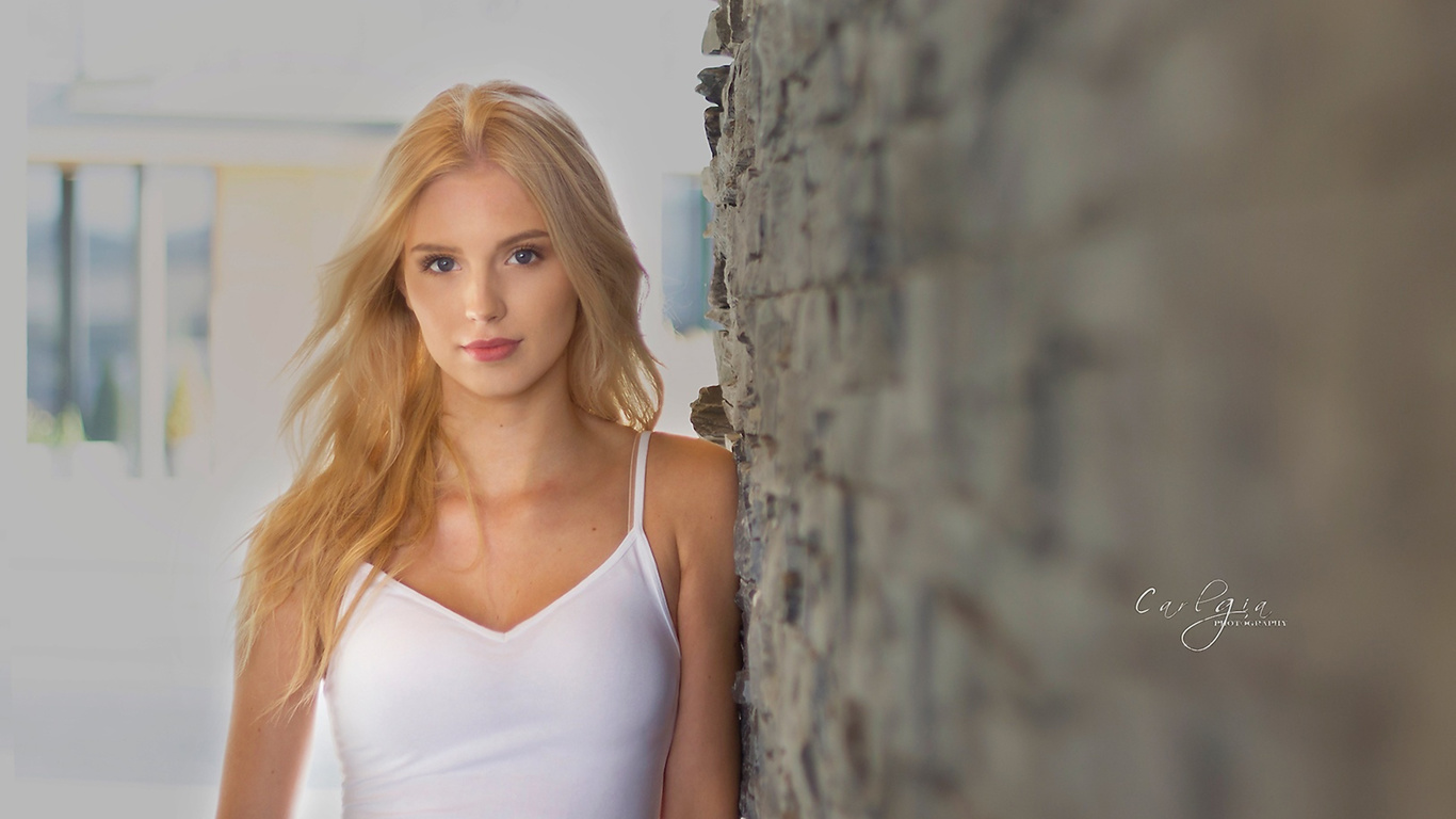 women, blonde, wall, portrait, carl gia, , , , , , 