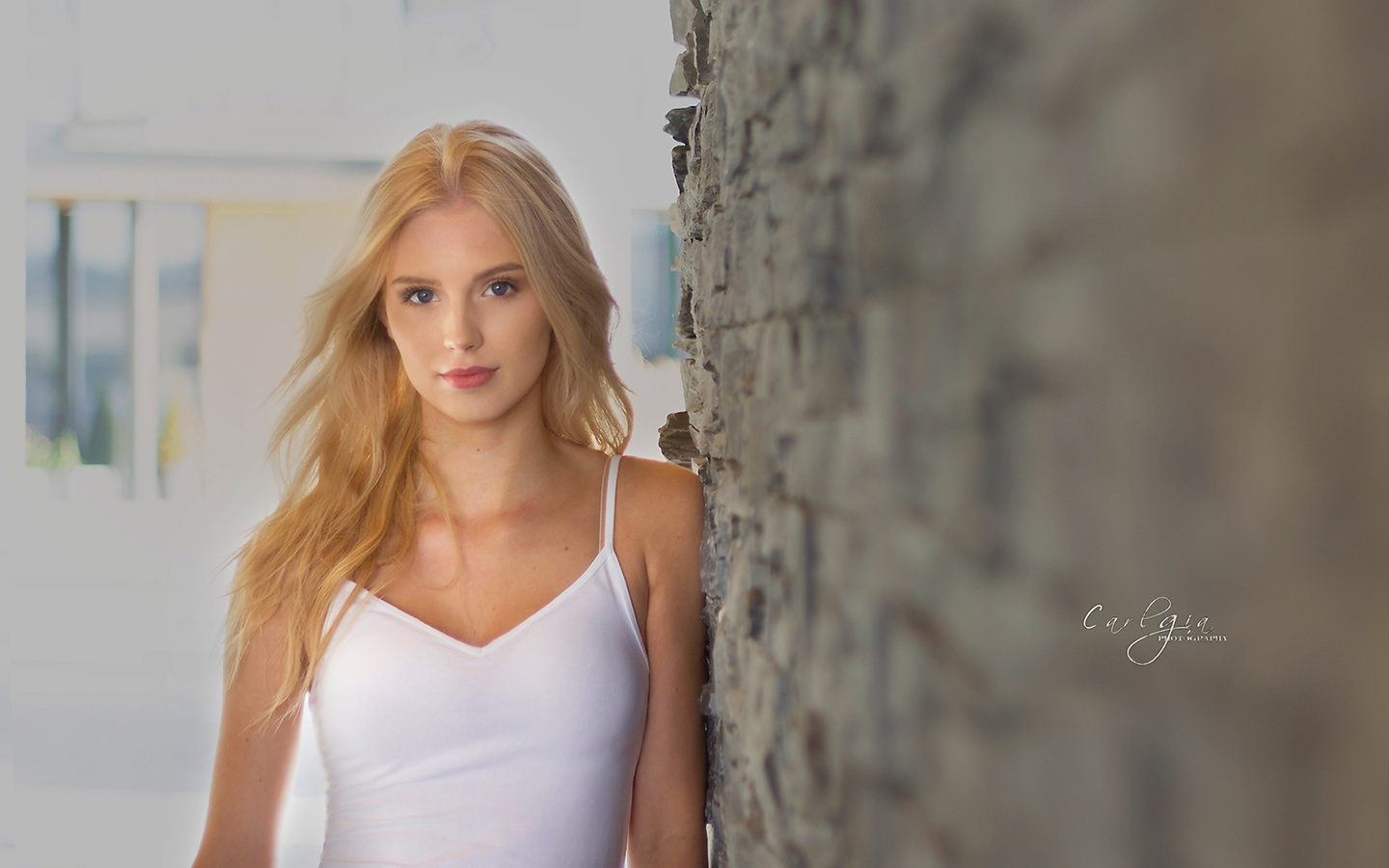 women, blonde, wall, portrait, carl gia, , , , , , 