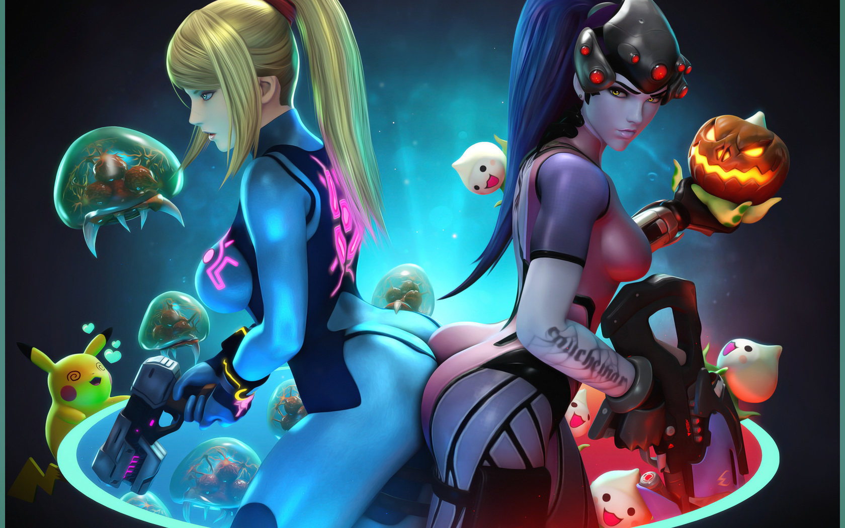 zero, suit, samus, widowmaker, overwatch, metroid