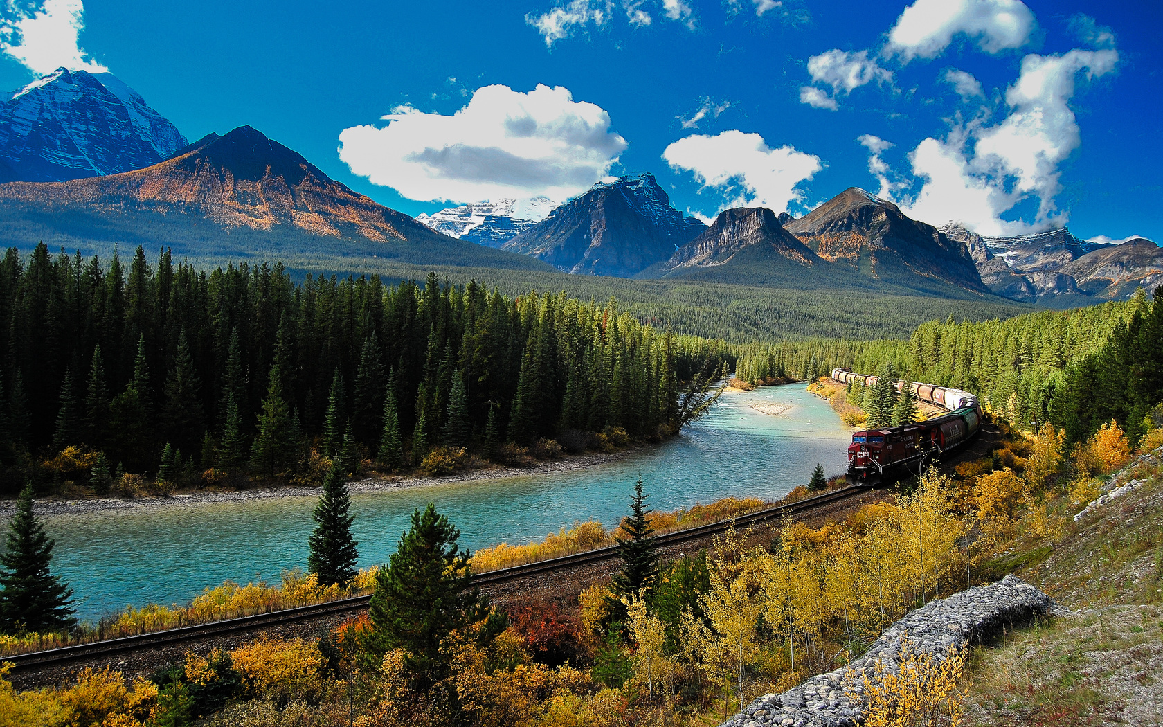 banff, national park, alberta, bow river, canada,  , , , , , , 