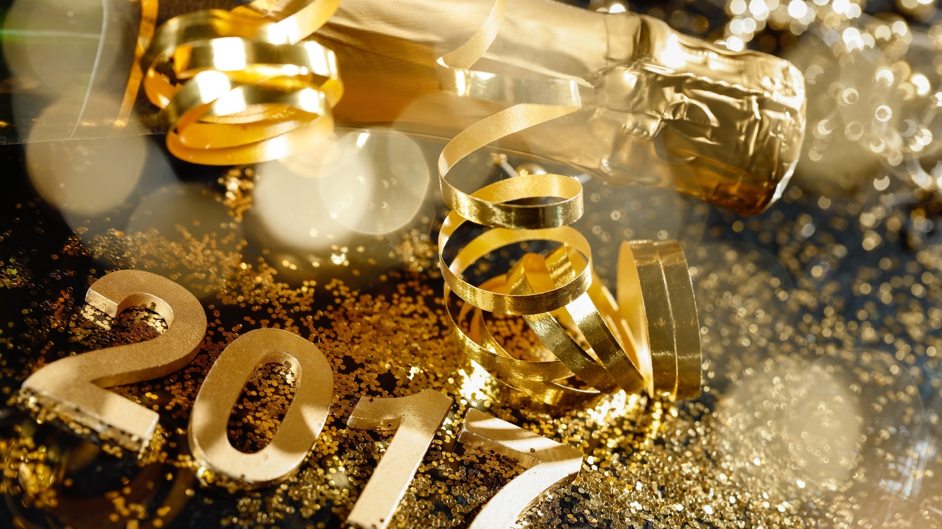 , gold, 2017, champagne, new year, happy, ,  