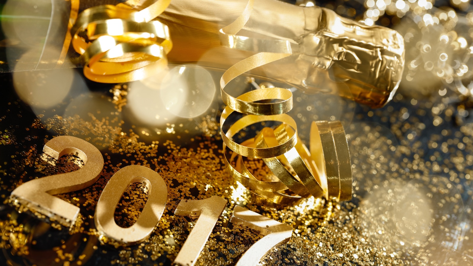 , gold, 2017, champagne, new year, happy, ,  