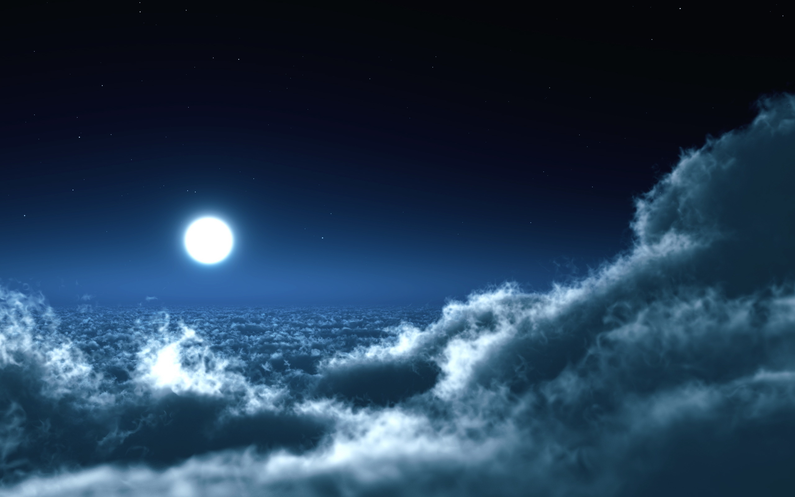 фото луны ночью в облаках