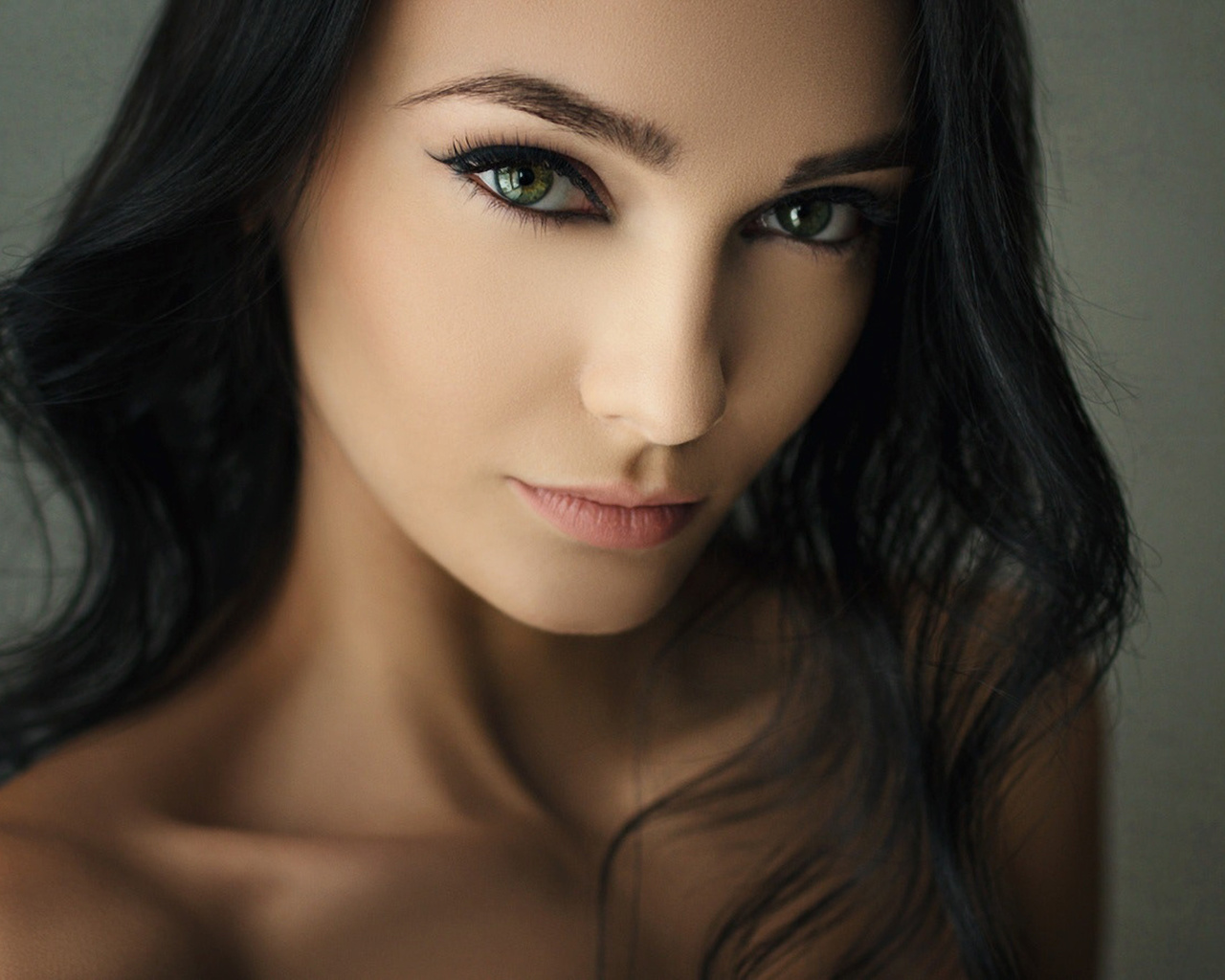 women, face, portrait, black hair, simple background, sergey fat, , , , , , ,  , kseniya alekseevskaya