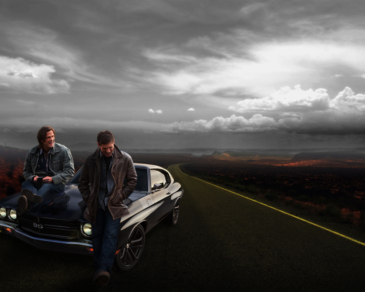 car, chevrolet, supernatural, winchester brothers, road