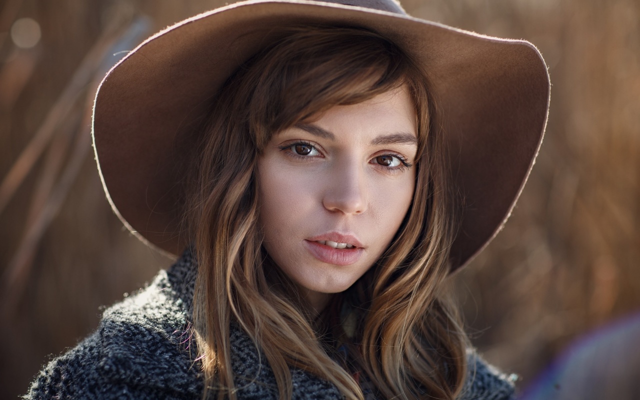 women, face, portrait, hat, depth of field, , , , , 