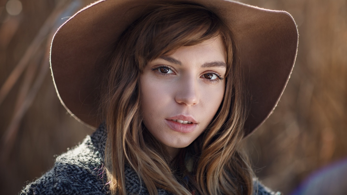 women, face, portrait, hat, depth of field, , , , , 