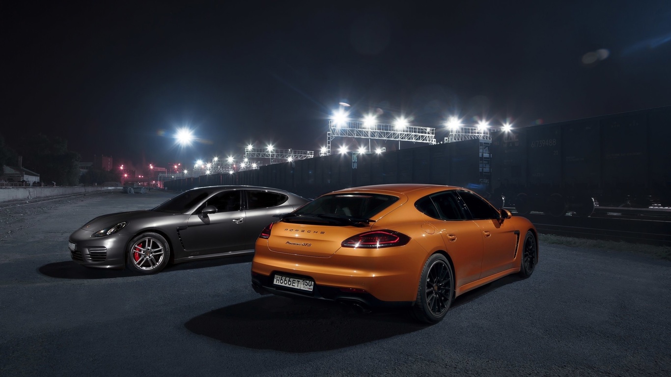 porsche, panamera, gts, orange, and, gray, supercars