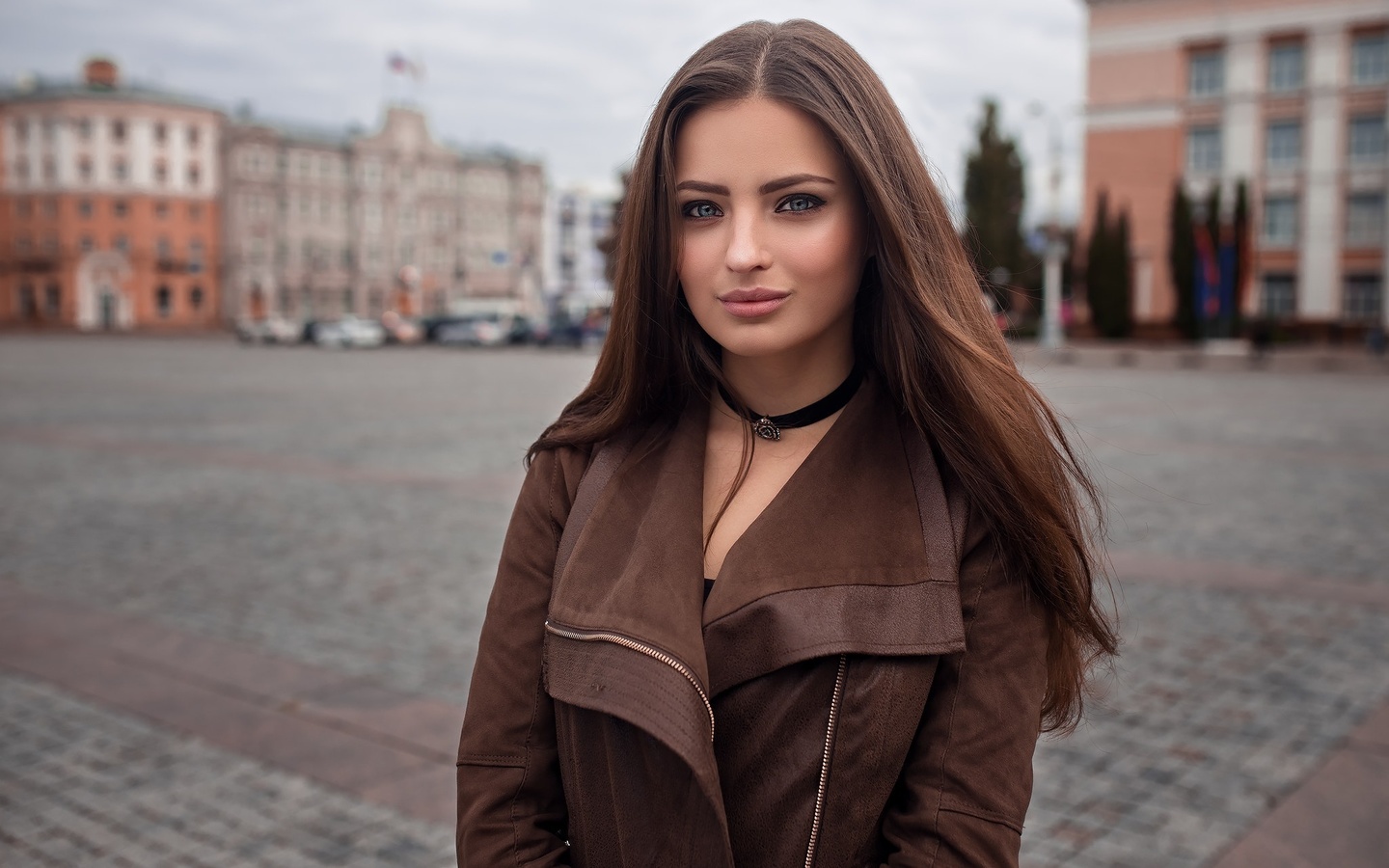 women, portrait, chokers, weater, women outdoors, , , 