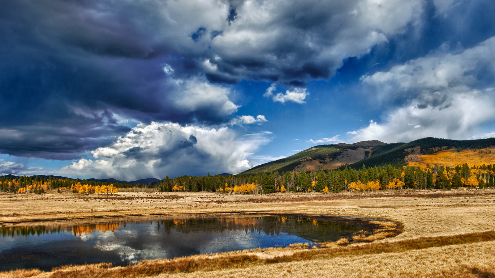 , landscape, reflection, grass, , trees, sky, , clouds, , , lake, , water, , , nature, 