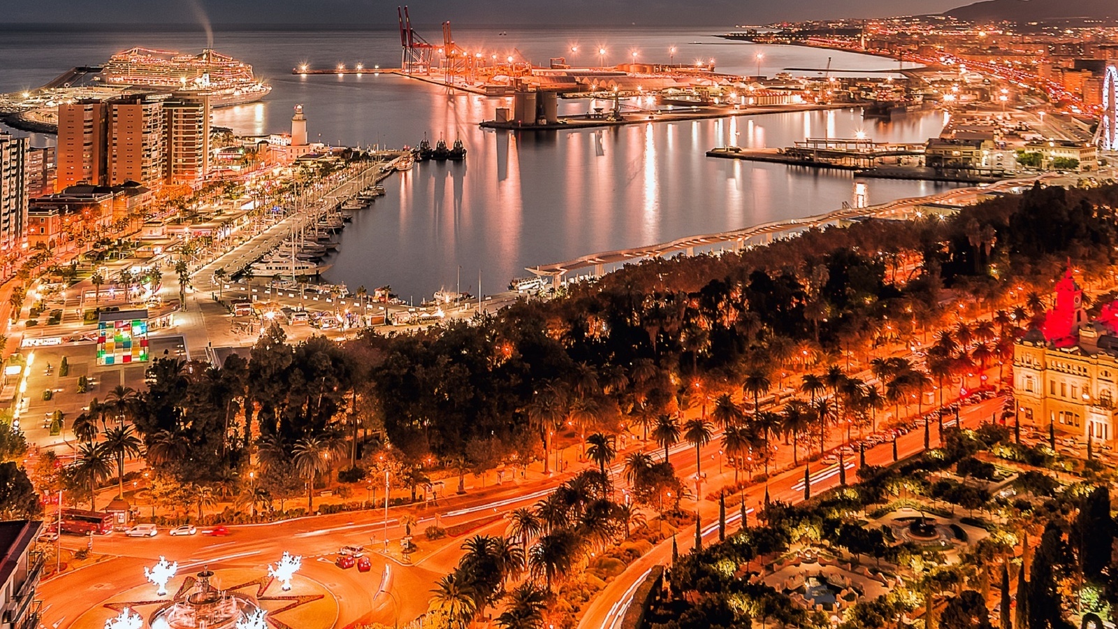 harbour, , , malaga, night malaga