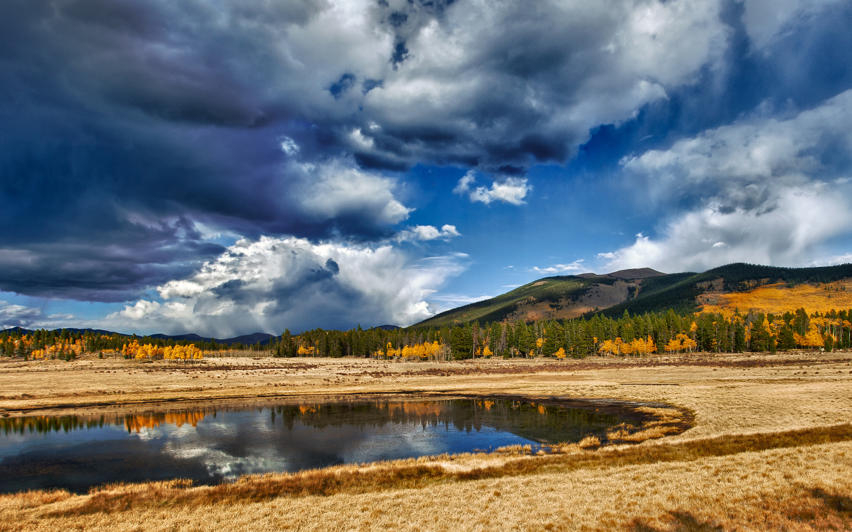 , landscape, reflection, grass, , trees, sky, , clouds, , , lake, , water, , , nature, 