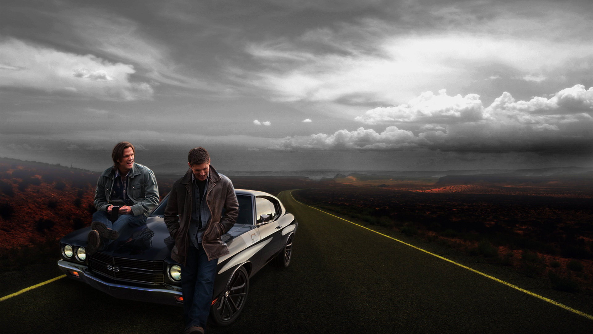 car, chevrolet, supernatural, winchester brothers, road