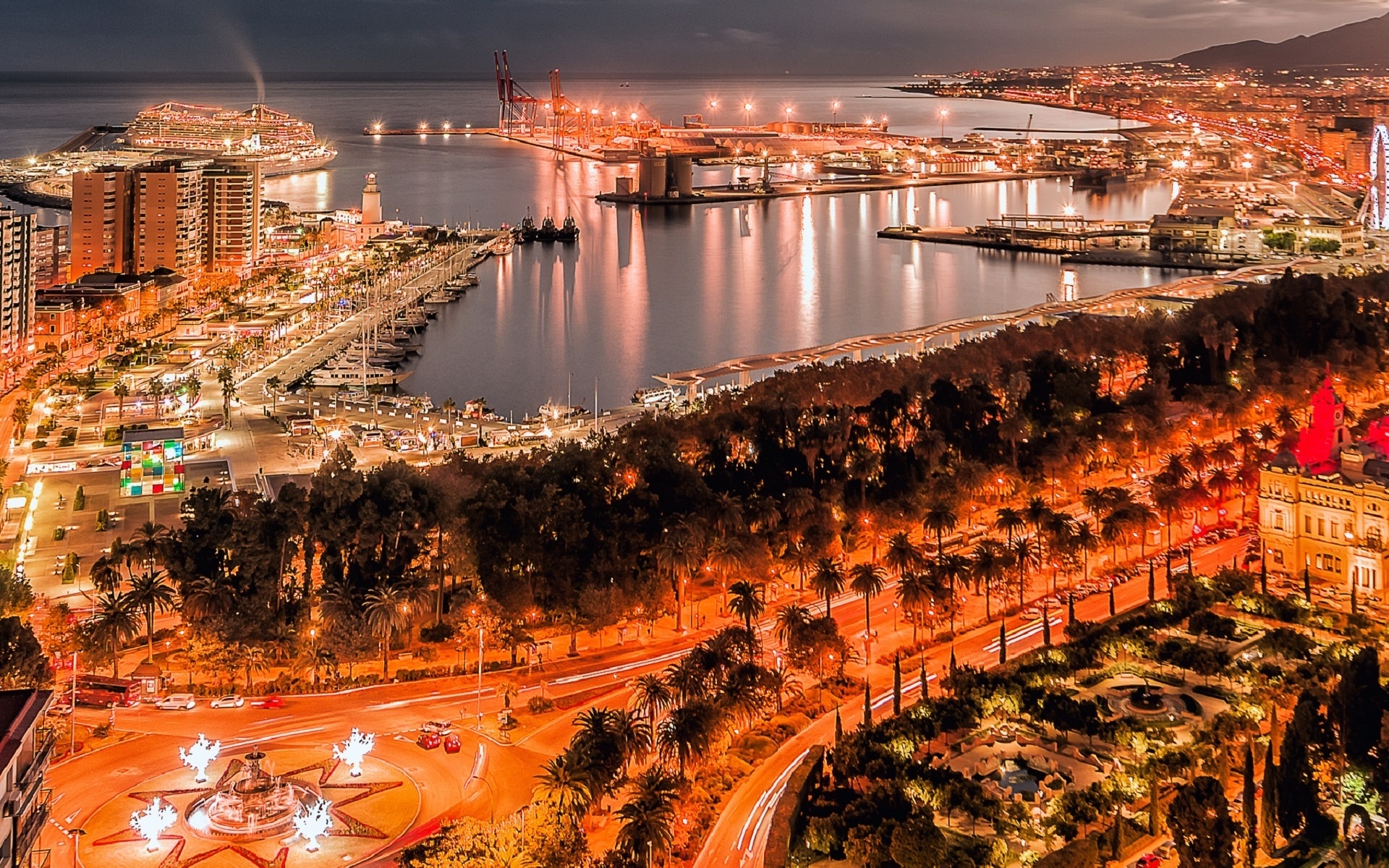 harbour, , , malaga, night malaga