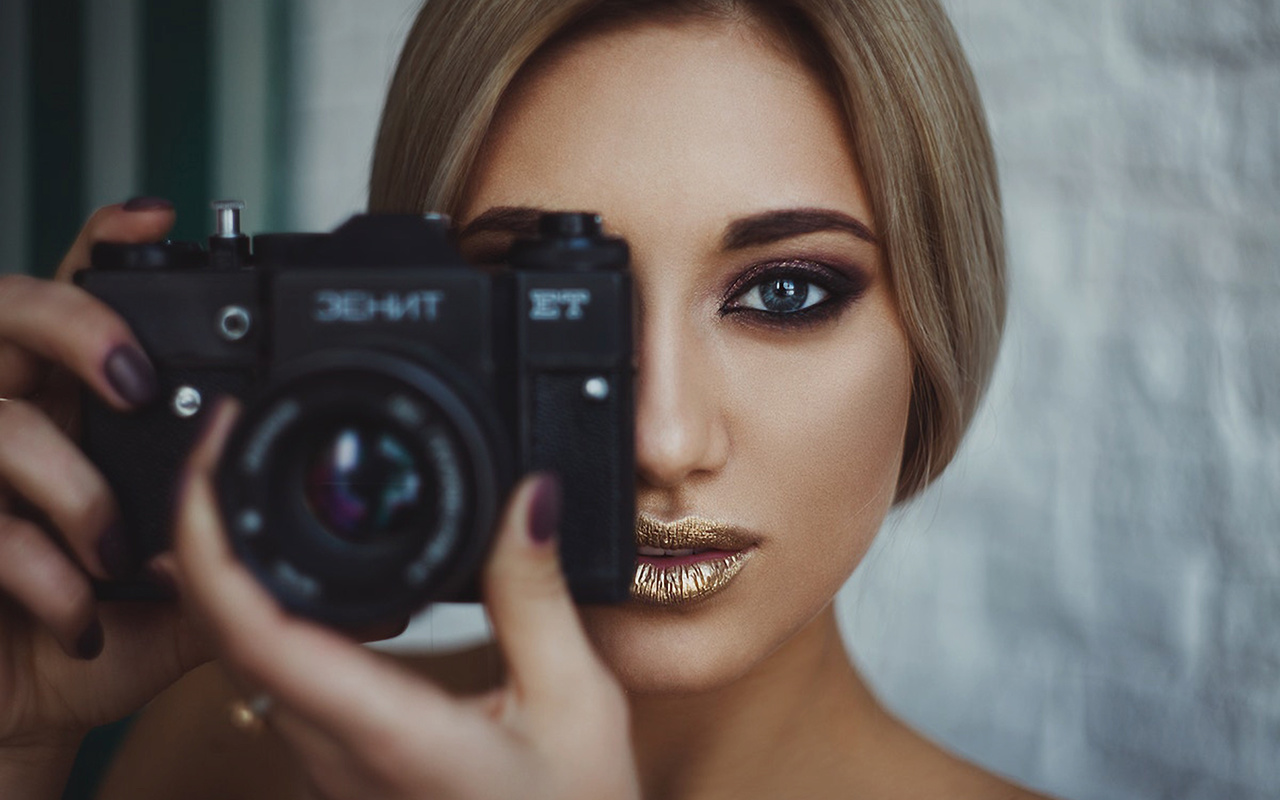 women, blonde, face, portrait, camera, painted nails, , , , , 